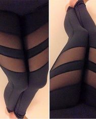 Active Wing Striped Mesh Slit Leggings 4