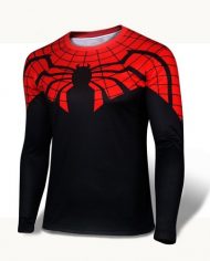 Red Black Long Sleeve Compression Shirt 1
